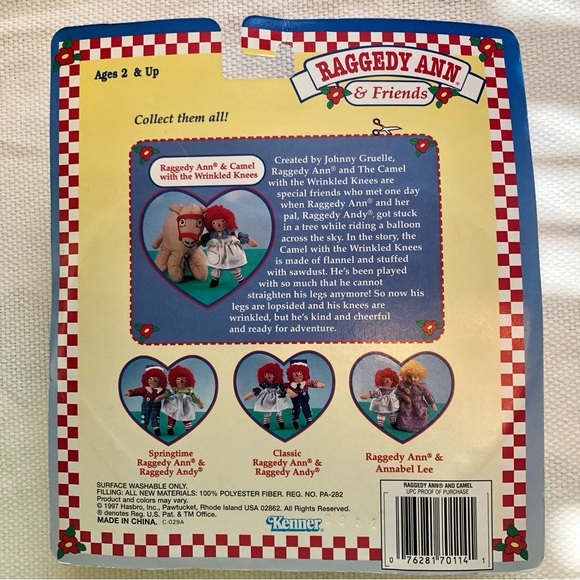 Raggedy Ann''s Tan Camel Friend in packaging Kenner wrinkled knees - Picture 3 of 3